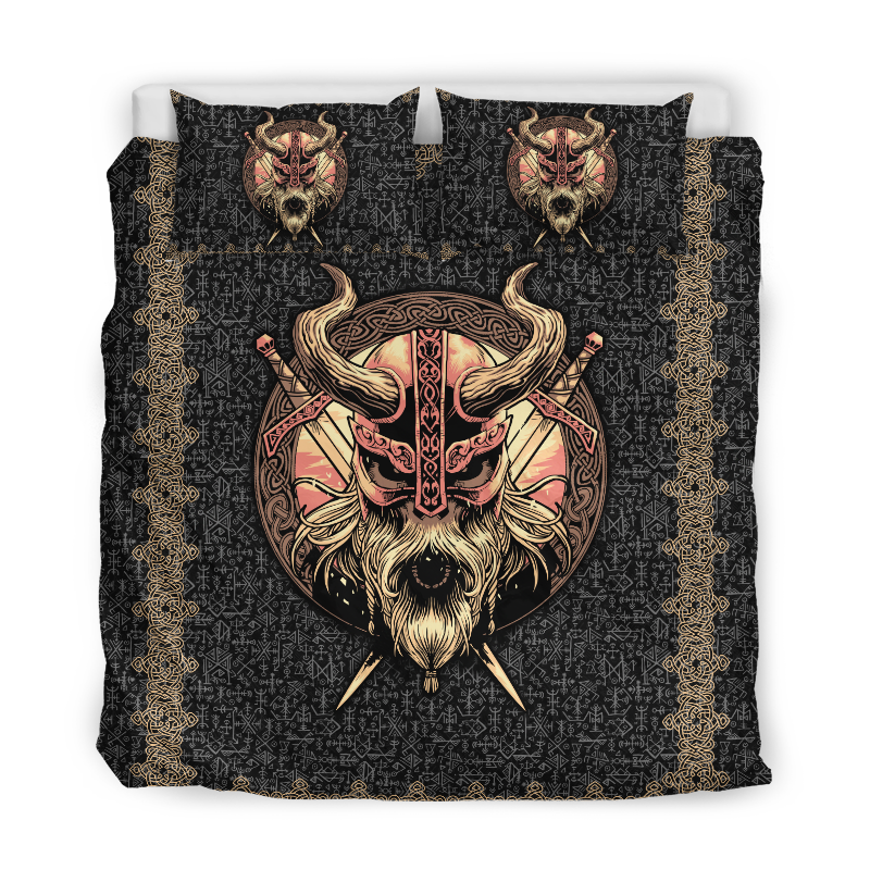 Quilt bedding set love skull viking