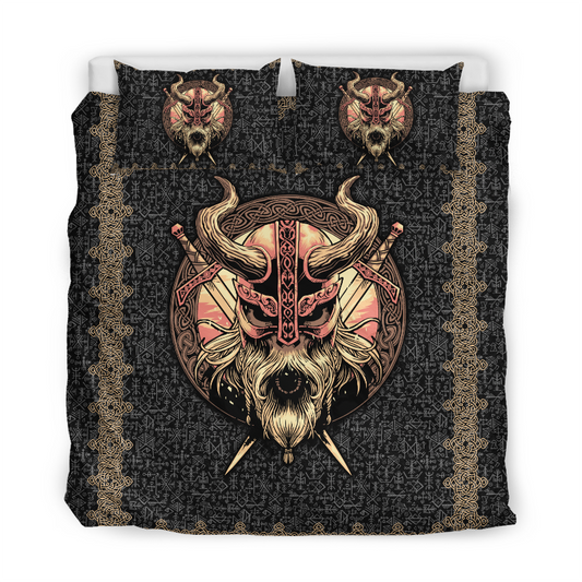 Quilt bedding set love skull viking