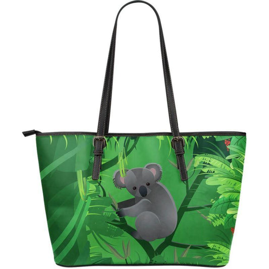 KOALA AUSTRALIA ON THE JUNGLE LARGE LEATHER TOTE BAG C1 - Amaze Style™-LEATHER TOTES