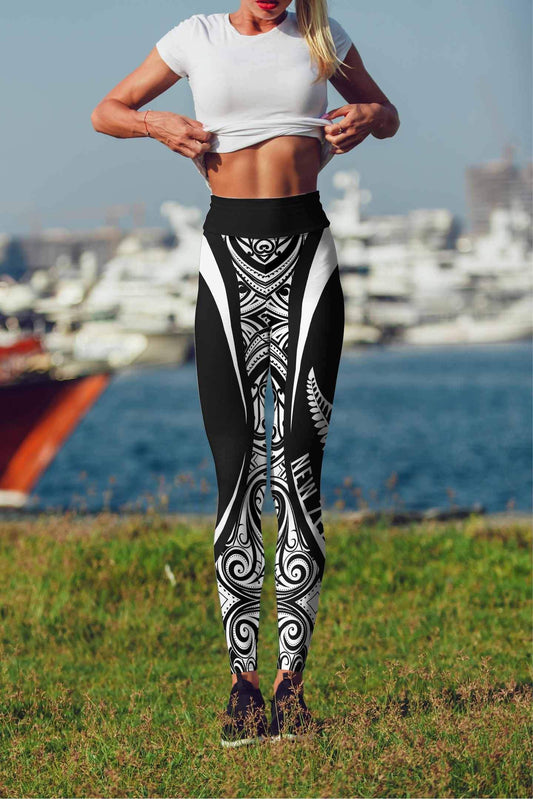 New Zealand Maori Pattern High Waist Leggings HC0808 - Amaze Style™-Apparel