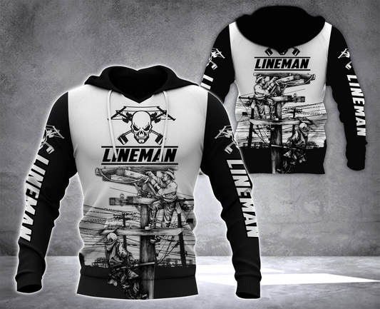 Premium 3D Printed Black And White Lineman Shirts MEI