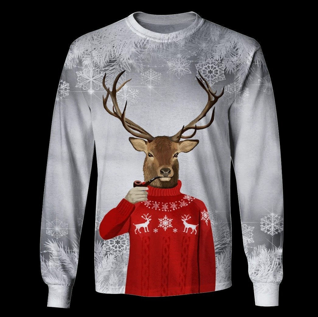 Snowflake Deer Printed 3D All Over DC041 - Amaze Style™-Apparel