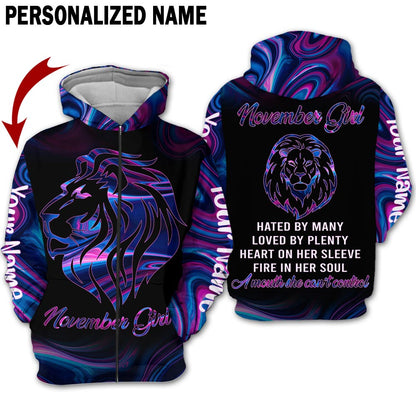 Personalized Name November Girl 3D All Over Printed Apparel