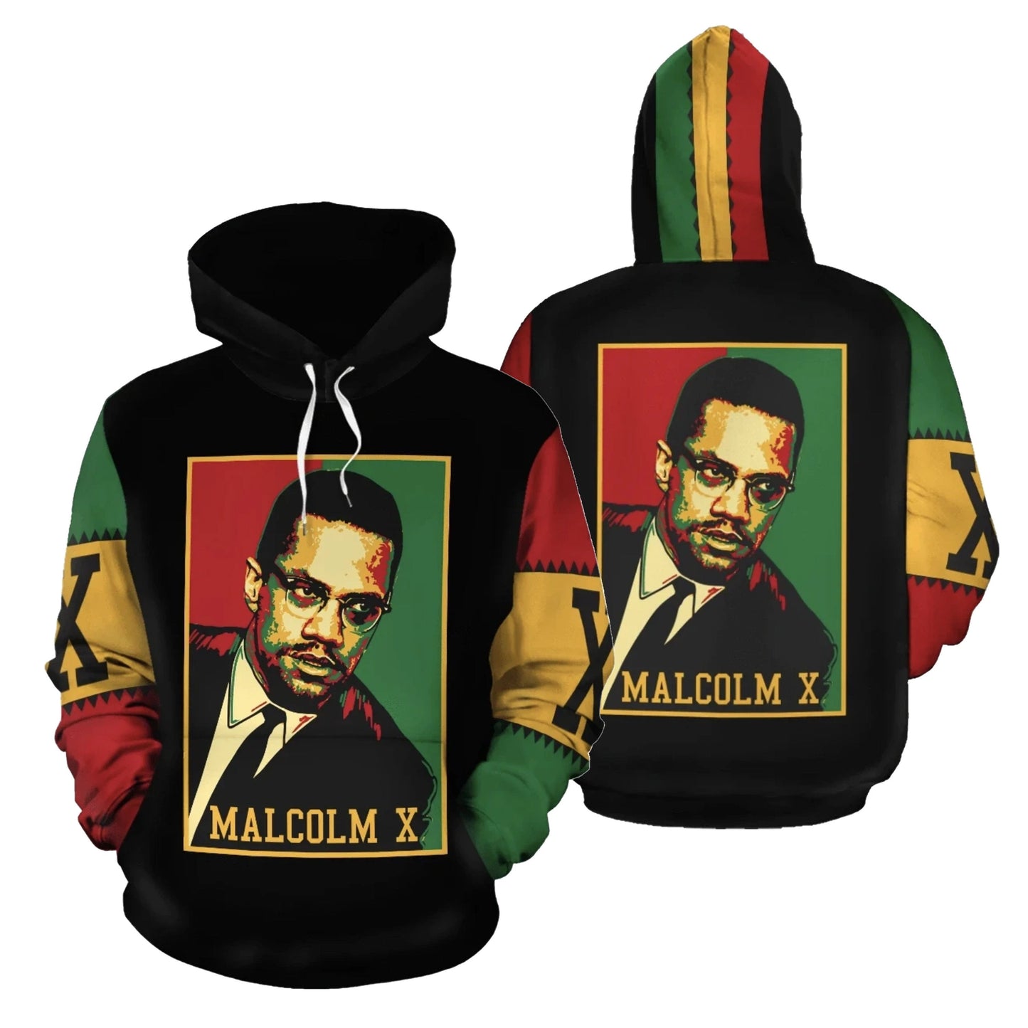 African Hoodie - African Malcolm x Retro Hoodie - Amaze Style™-ALL OVER PRINT HOODIES (A)