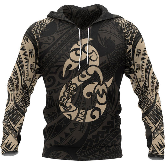 Manaia Maori Tattoo Style All Over Hoodie Golden NVD - Amaze Style™-Apparel