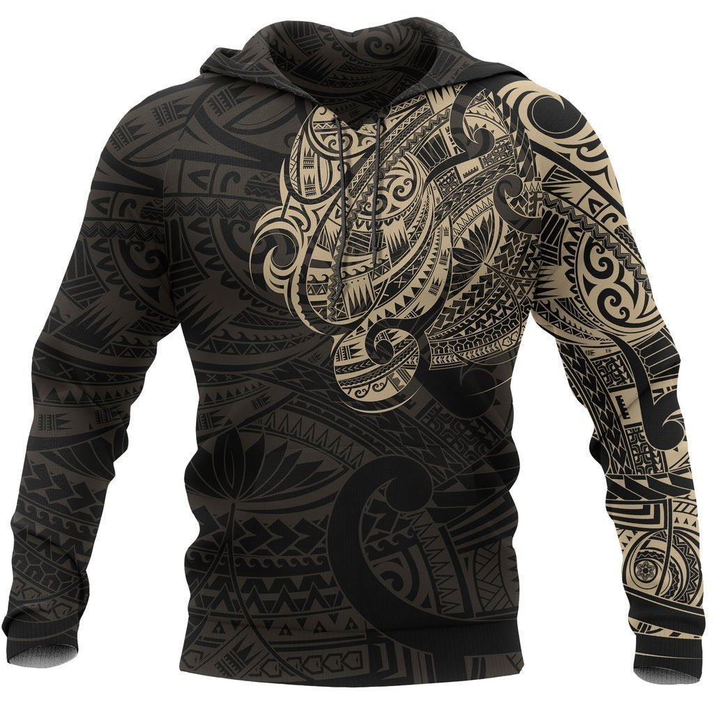 Maori Tattoo Style All Over Hoodie Golden Version NVD - Amaze Style™-Apparel
