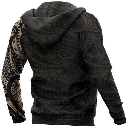 Maori Tattoo Style All Over Hoodie Golden Version NVD - Amaze Style™-Apparel