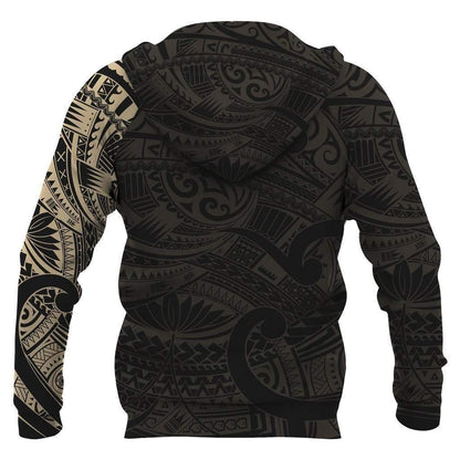 Maori Tattoo Style All Over Hoodie Golden Version HC1206 - Amaze Style™-Apparel