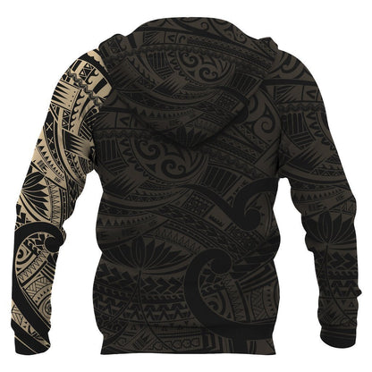 Maori Tattoo Style All Over Hoodie Golden Version - Amaze Style™-Apparel