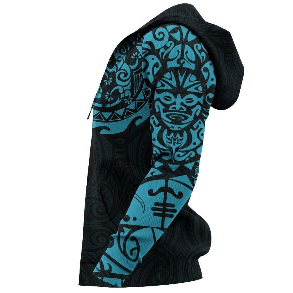 Maori Tangaroa Tattoo New Zealand All Over Hoodie - Blue HC - Amaze Style™-Apparel