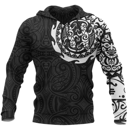 Maori Tangaroa Tattoo New Zealand All Over Hoodie - White NVD - Amaze Style™-Apparel