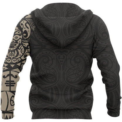 Maori Tangaroa Tattoo New Zealand All Over Hoodie - Golden NVD - Amaze Style™-Apparel