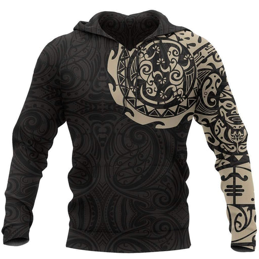 Maori Tangaroa Tattoo New Zealand All Over Hoodie - Golden HC - Amaze Style™-Apparel