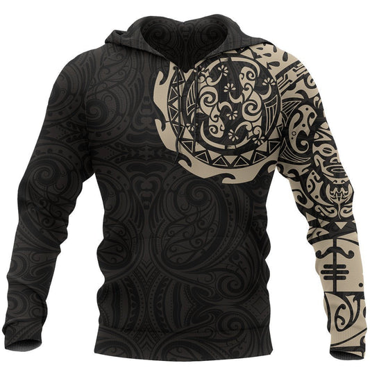 Maori Tangaroa Tattoo New Zealand All Over Hoodie - Golden NVD - Amaze Style™-Apparel