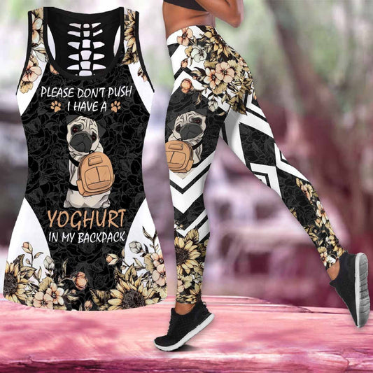 Please Don’t Push I Have A Yoghurt In My Backpack Combo Tank top Legging Outfit for women PL280306 - Amaze Style™-Apparel