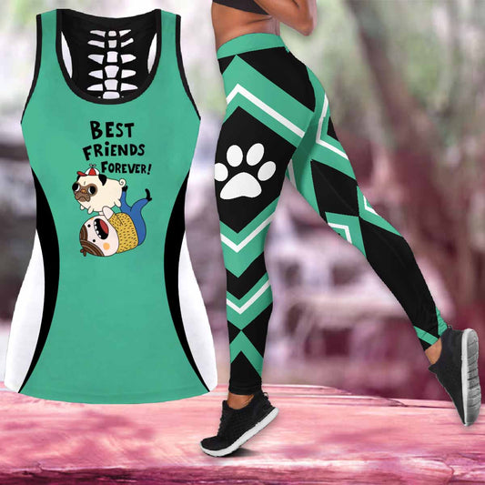 Pug Best Friends Forever tank top & leggings outfit for women PL280303 - Amaze Style™-Apparel