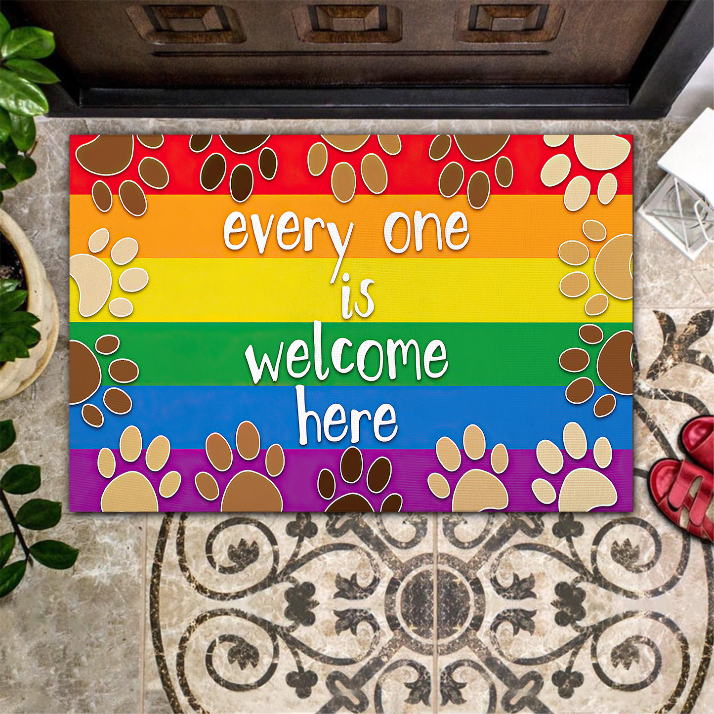 Everyone Is Welcome Here Doormat Welcome Mat, Best Gift For Home Decoration