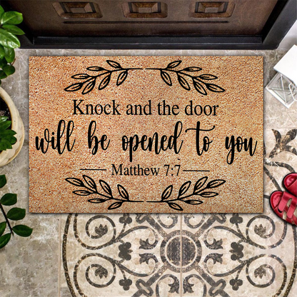 Knock And The Door Will Be Opened Welcome Mat, Best Gift For Home Decoration