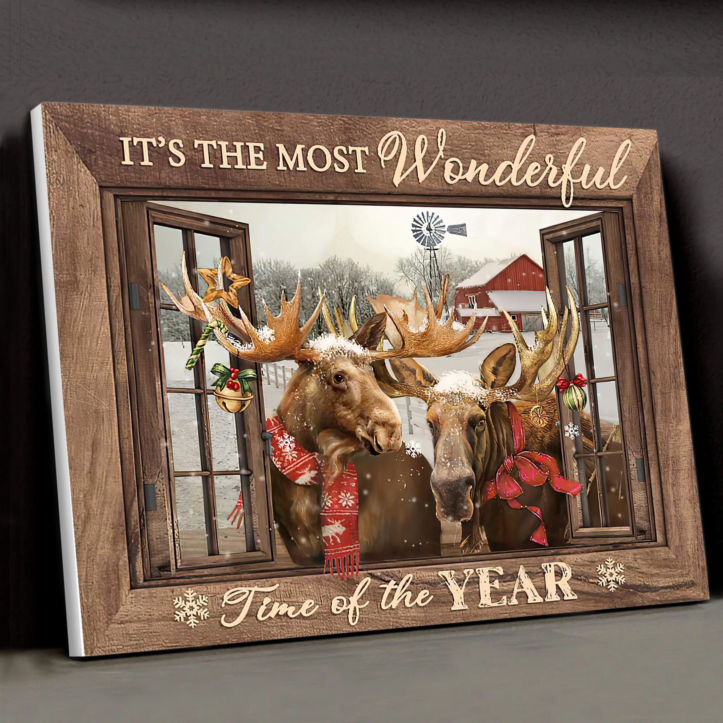 It's The Most Wonderful Time Of The Year Moose Christmas Canvas Poster Best Gift For Friend
