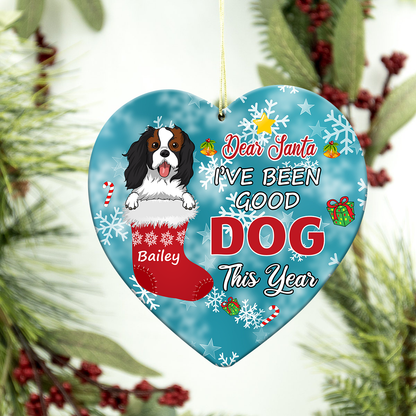 Dear Santa Customized Dog Breeds Heart Ornament, Christmas Gifts For Dog Lovers No 02