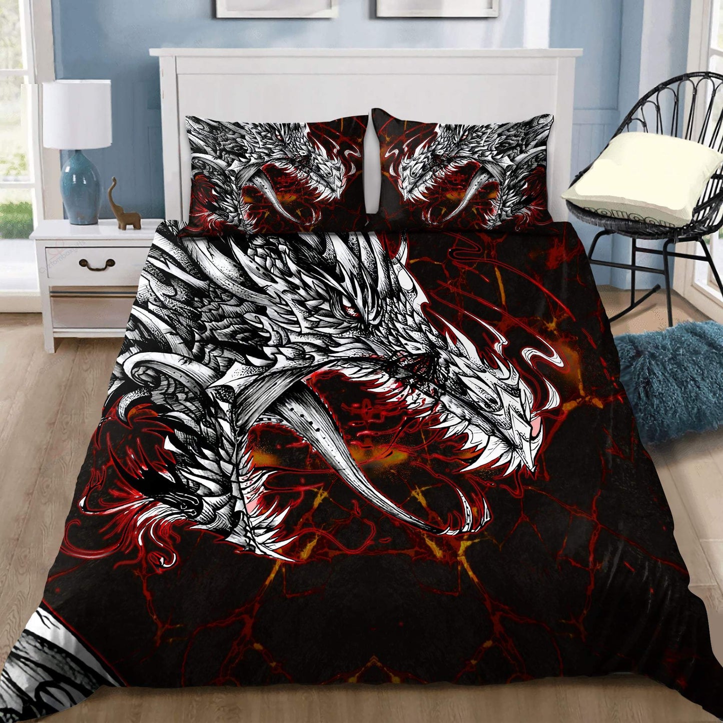 Dragon Lava Art 3D Over Printed Bedding Set-ML