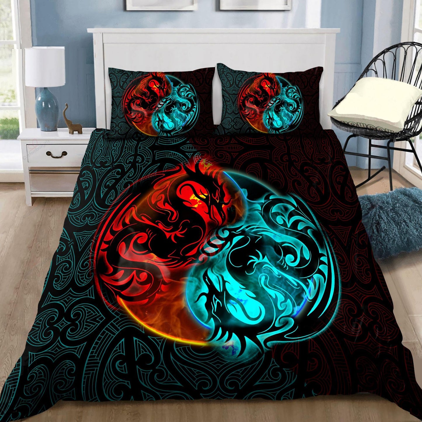 Dragon Yin&Yang Art 3D Over Printed Bedding Set-ML