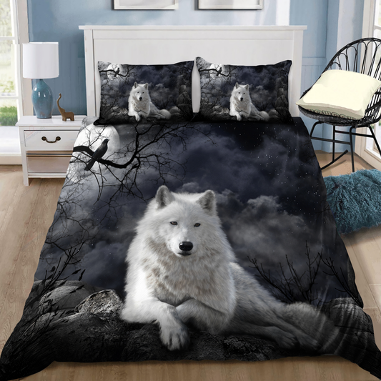 Premium 3D Printed Night White Wolf Bedding Set MEI