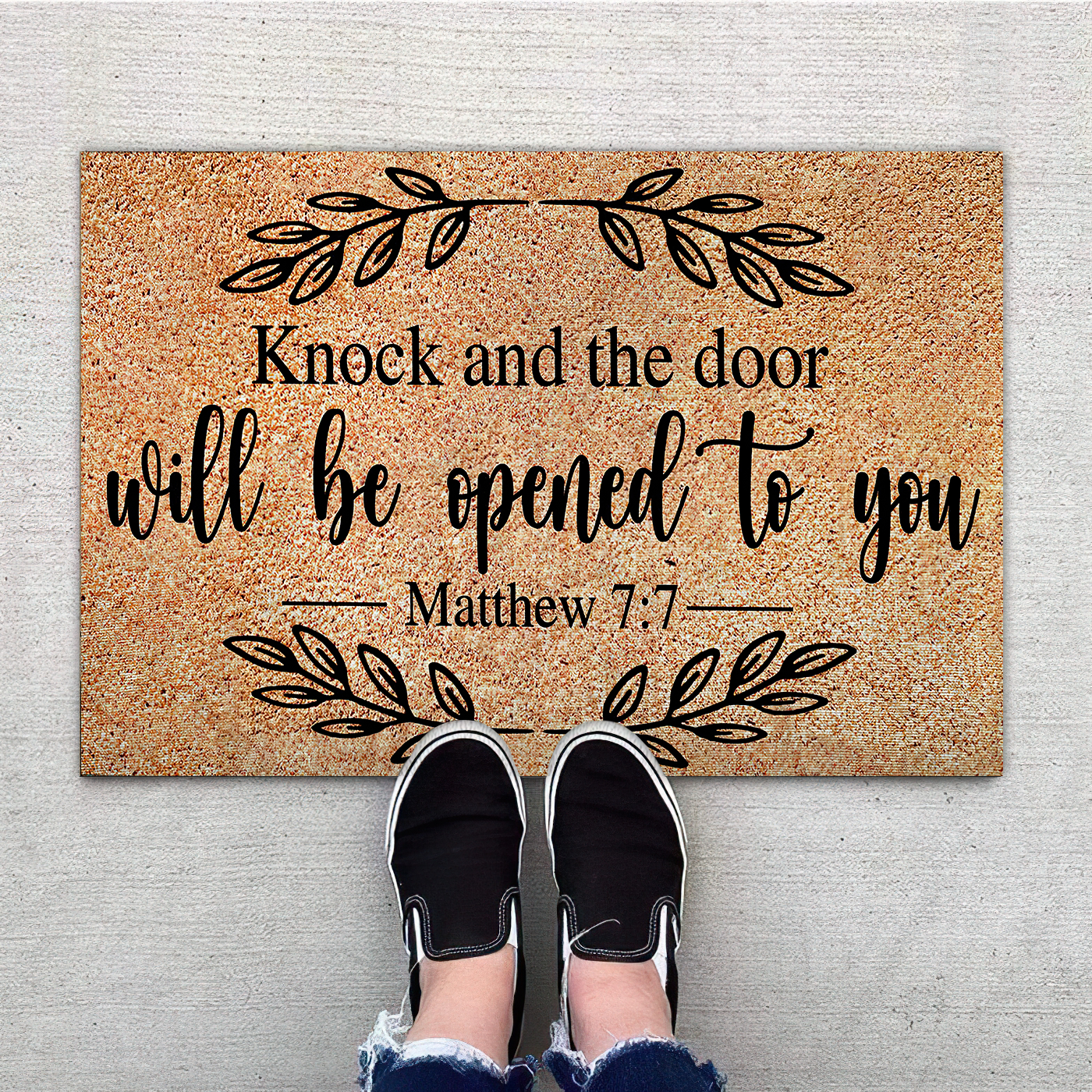 Knock And The Door Will Be Opened Welcome Mat, Best Gift For Home Decoration