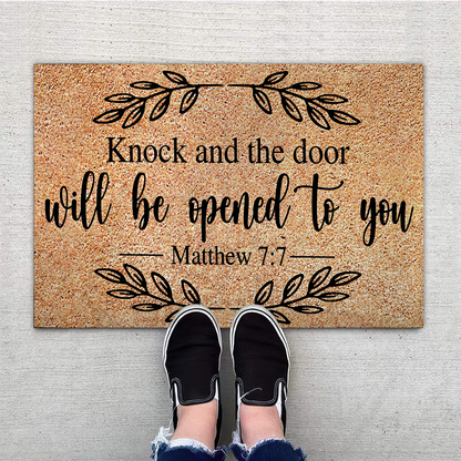 Knock And The Door Will Be Opened Welcome Mat, Best Gift For Home Decoration