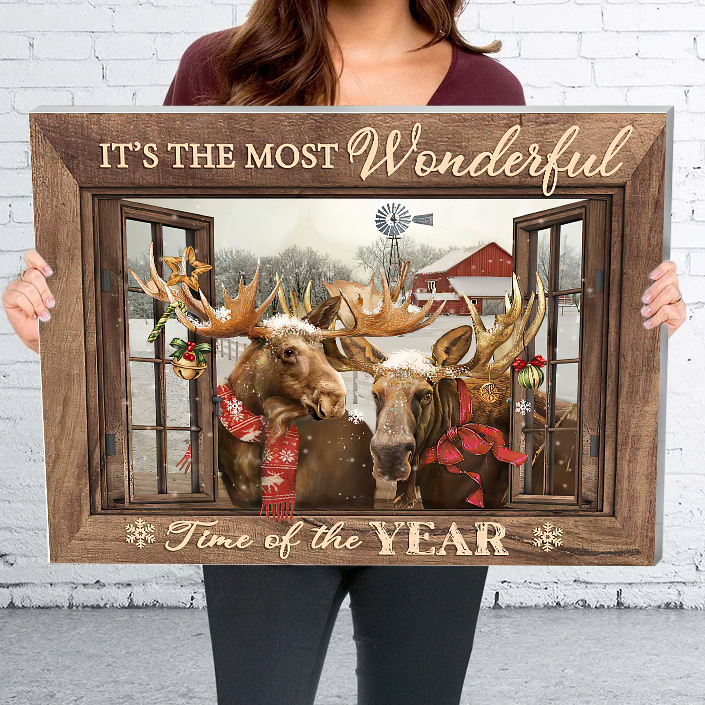 It's The Most Wonderful Time Of The Year Moose Christmas Canvas Poster Best Gift For Friend