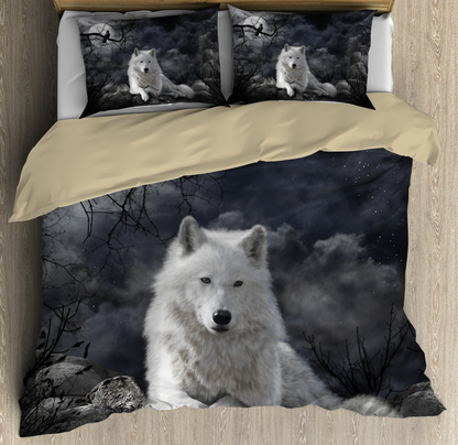 Premium 3D Printed Night White Wolf Bedding Set MEI