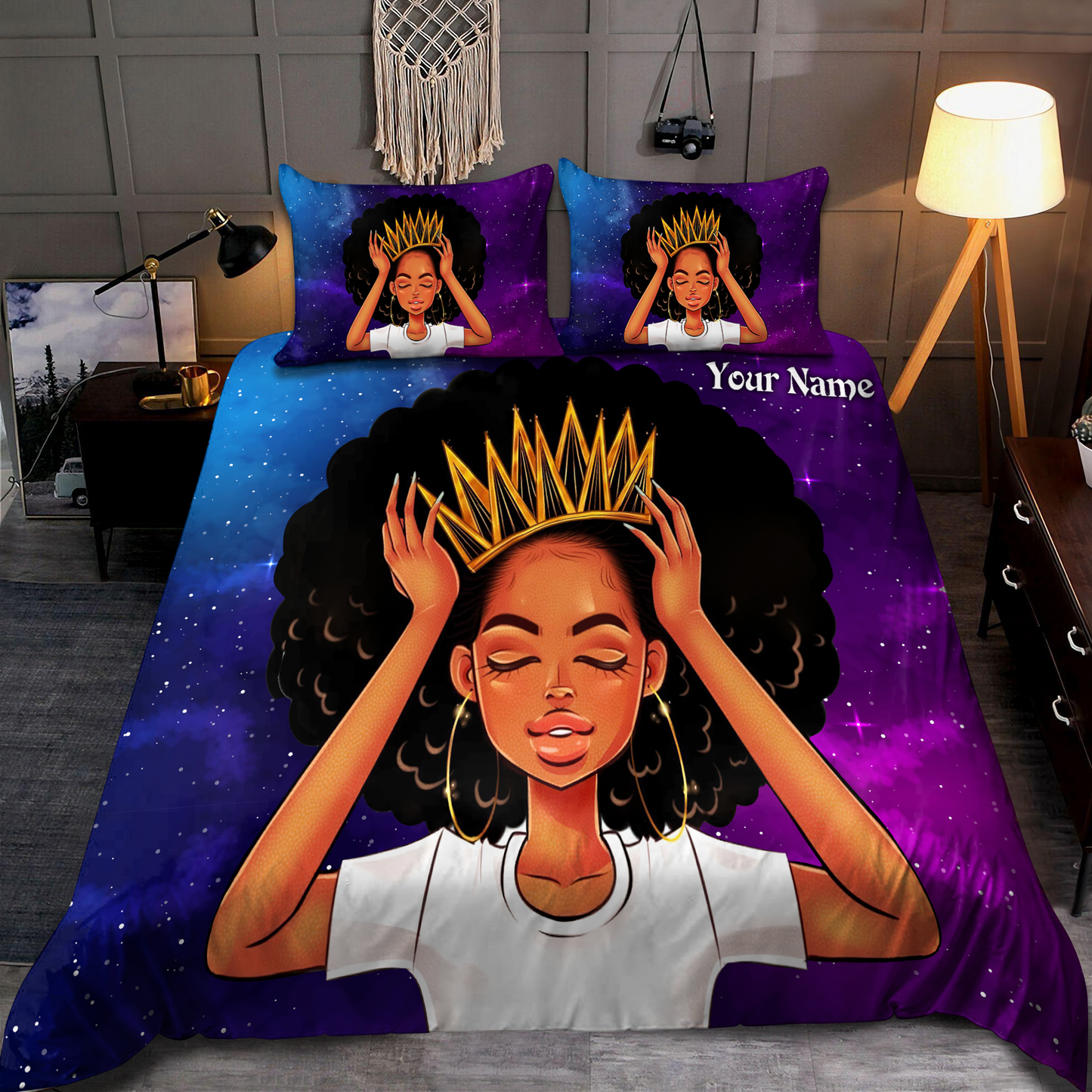 Beautiful Queen You Are Black Girl  Custom Name Duvet Cover Set Bedding Set