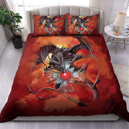 Dragon Gothic Red Art 3D Over Printed Bedding Set-ML