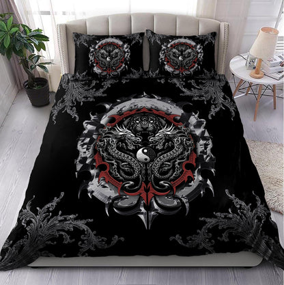 Dragon Tiger Yin And Yang Gothic Art 3D Printed Bedding Set-ML