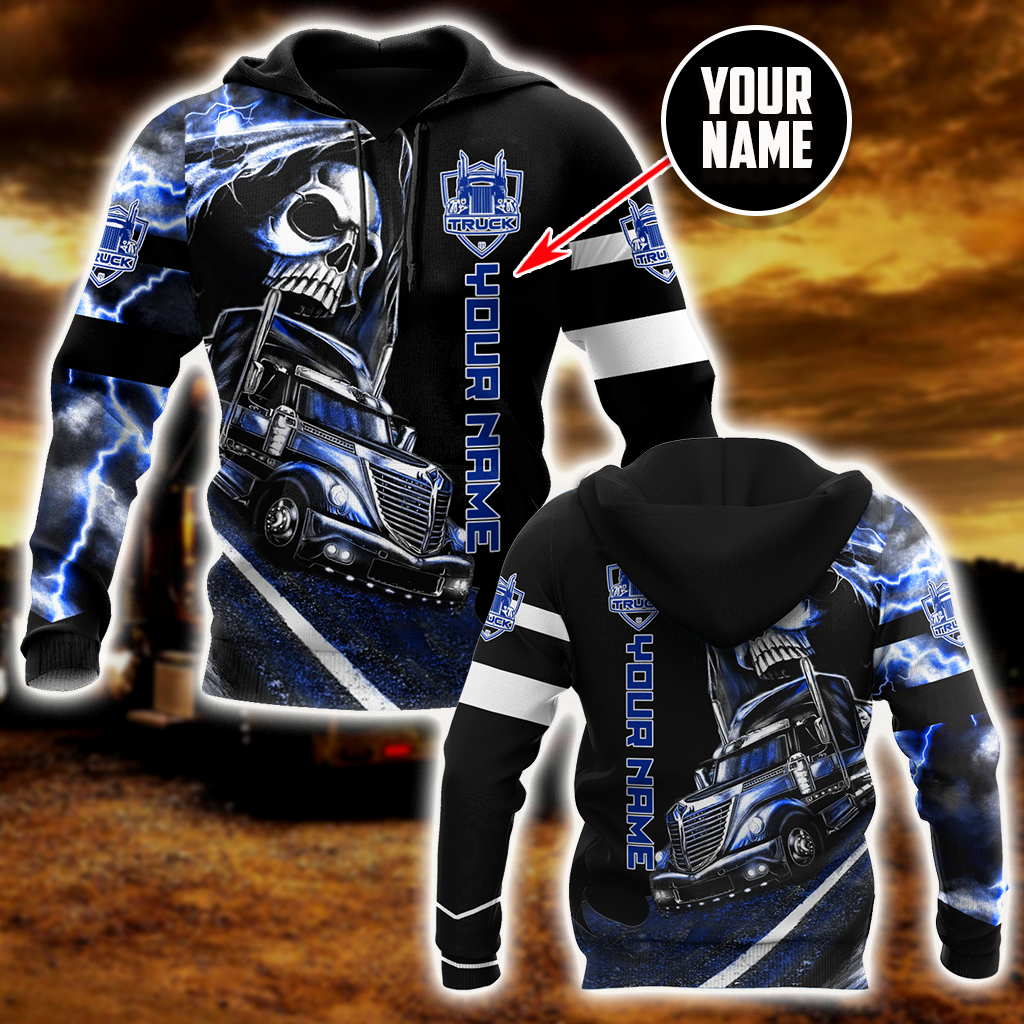 Customize Name Trucker 3D All Over Printed Shirts For Men and Women
