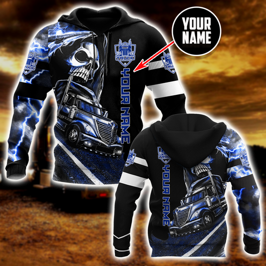 Customize Name Trucker 3D All Over Printed Shirts For Men and Women