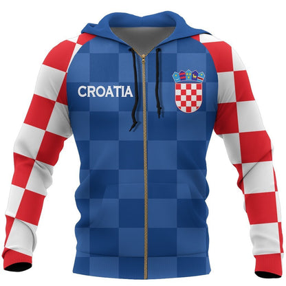 Hrvatska-Croatia Hoodie Checkerboard Zip-Up Th5 - Amaze Style™-Apparel