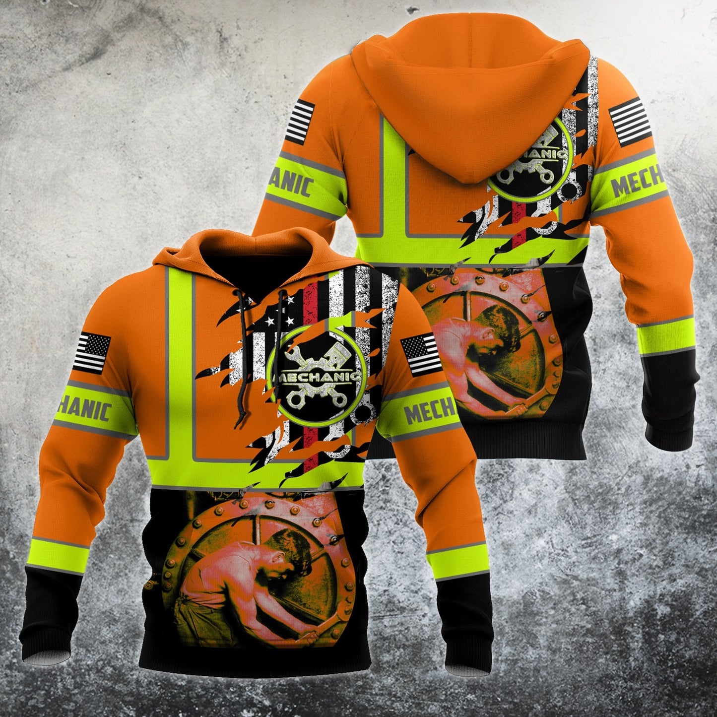 All Over Printed Mechanic Hoodie For Men and Women TN