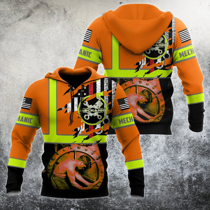 All Over Printed Mechanic Hoodie For Men and Women TN