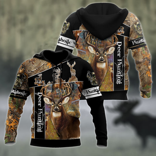 Version 2 Huntaholic - Deer Hunting 3D All Over Printed Shirts For Men And Woman