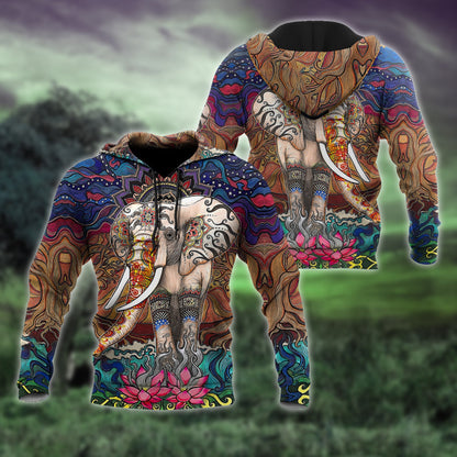 Mandala 3D All Over Printed Unisex Shirts Mandala Elephant