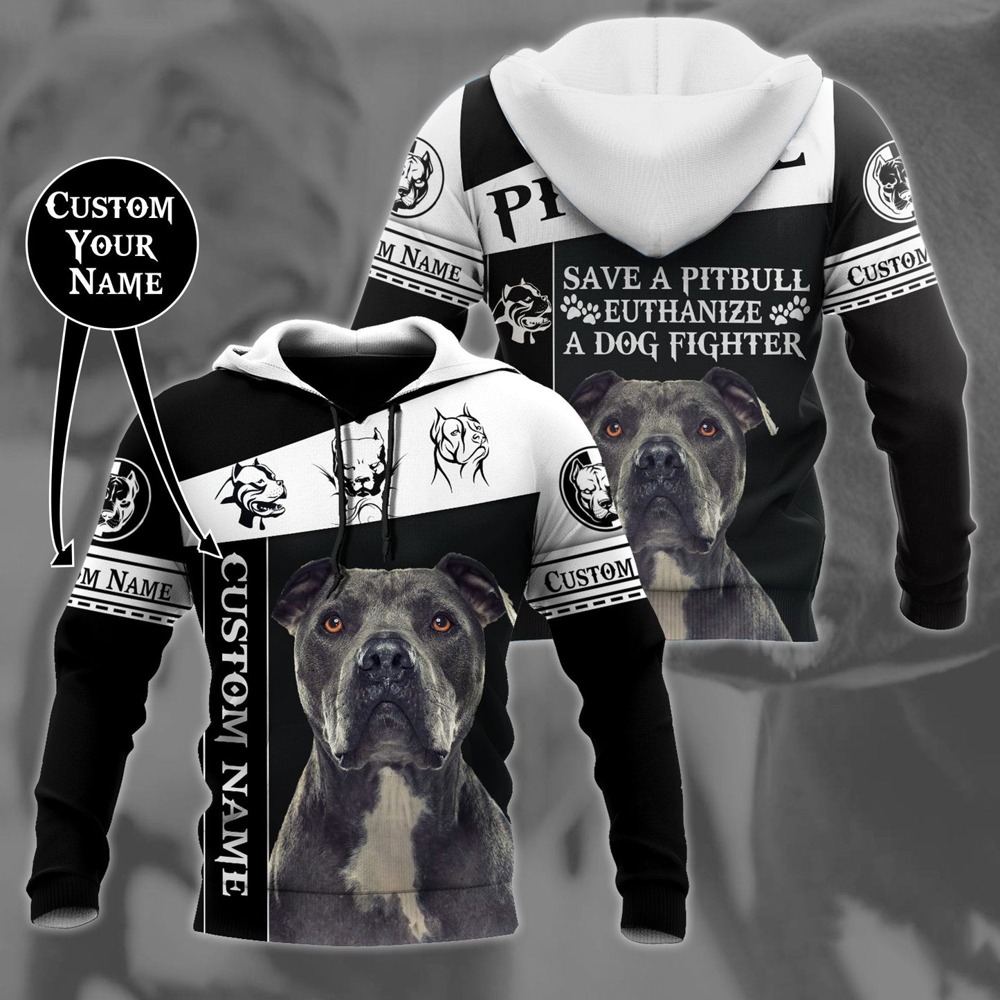 Personalized Save A Pitbull Euthanize A Dog Fighter  Hoodie Shirt for Men and Women HHT07102011