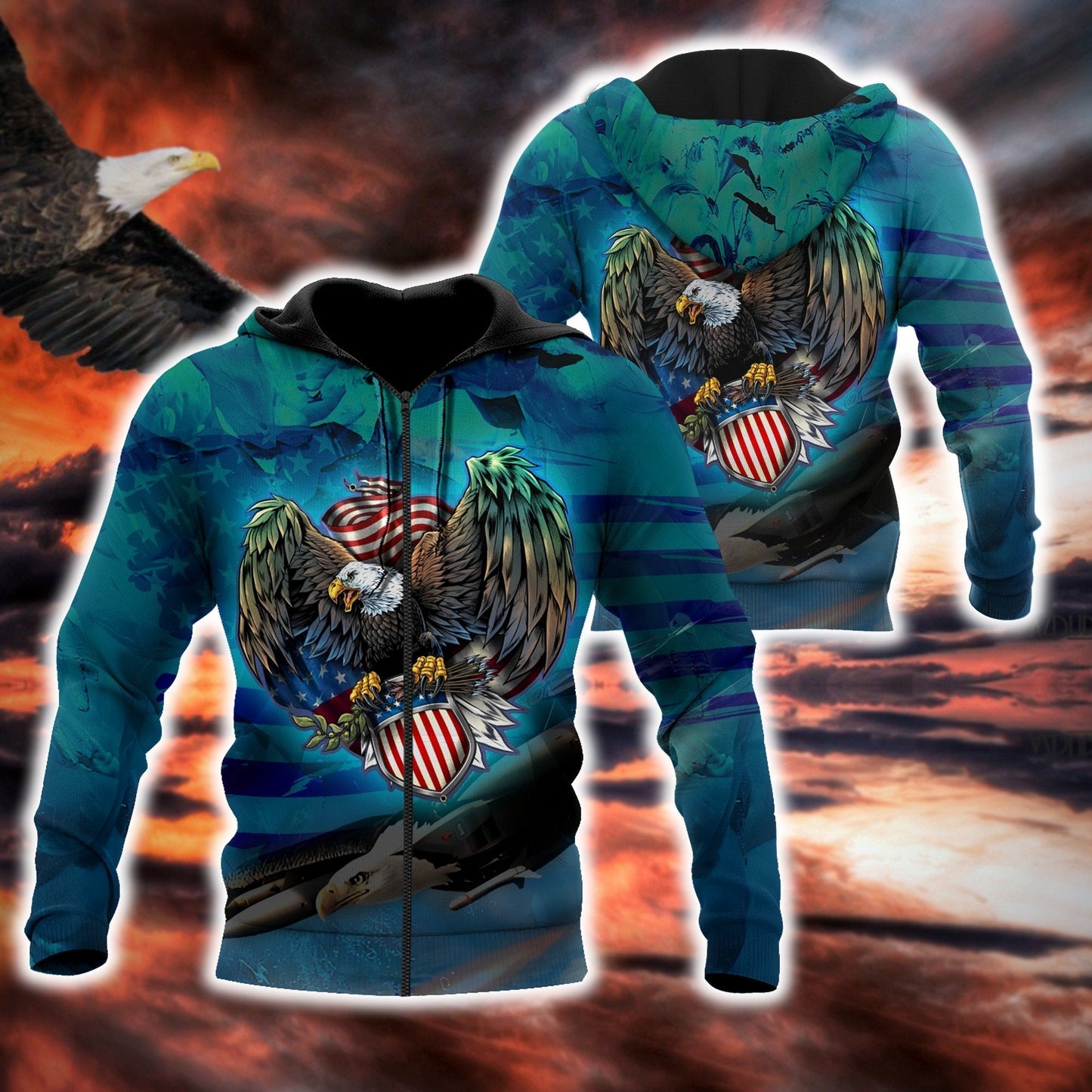 Beautiful All Over Printed American Eagle Hoodie MH1209201-MEI