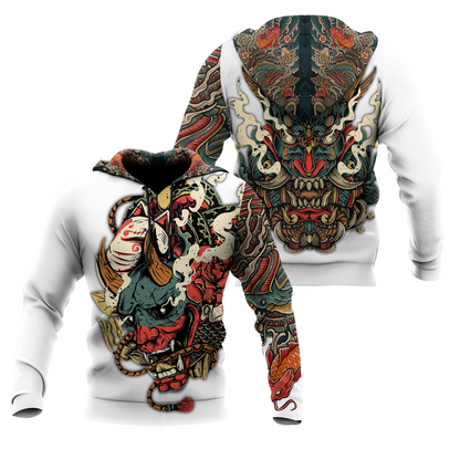 Oni Mask White Tattoo 3D Over Printed Unisex Shirt