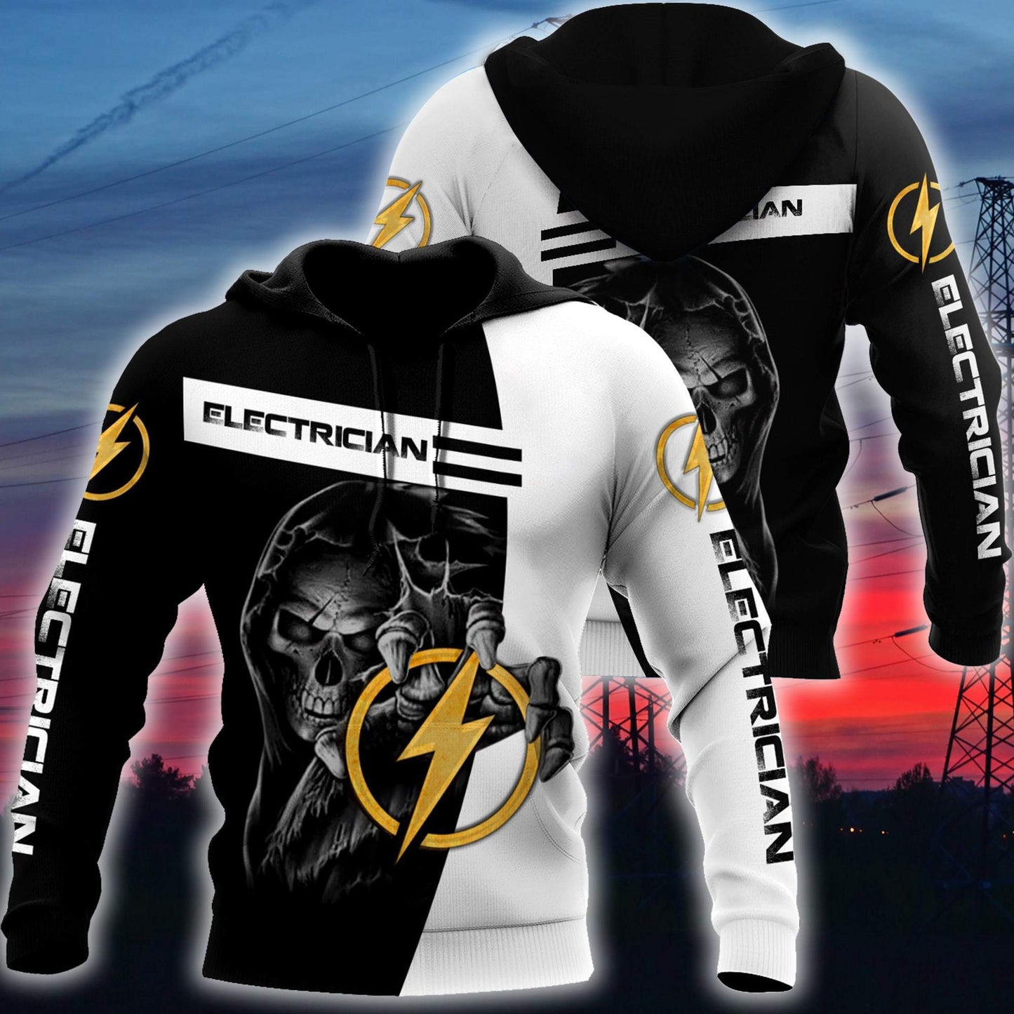 Premium Skull Electrician All Over Printed Shirts For Men And Women MEI