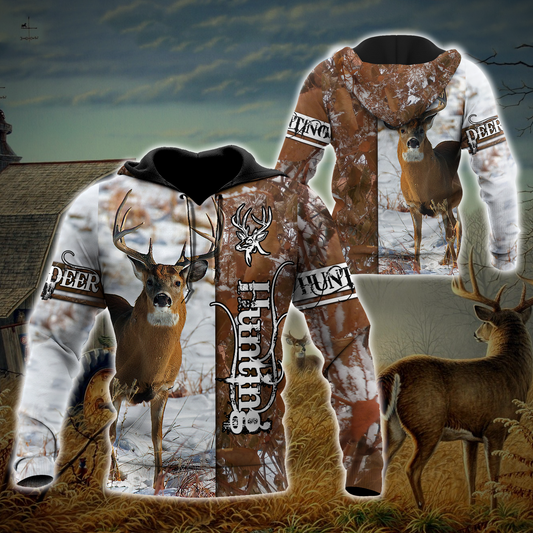 Premium Deer Hunting for Hunter Winter Camo 3D Printed Unisex Shirts