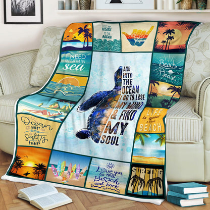 Custom Blanket Turtle – Into The Ocean I Go - Sherpa Blanket DL