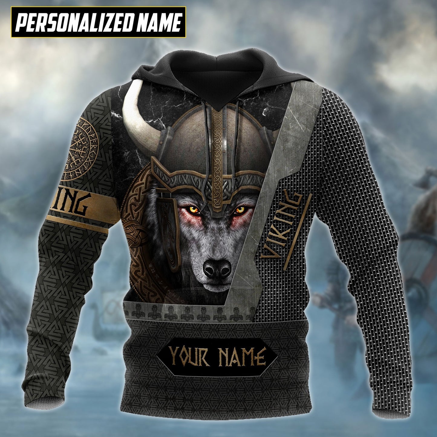 Custom Name Viking Wolf Warrior 3D All Over Printed Shirt for Men and Women