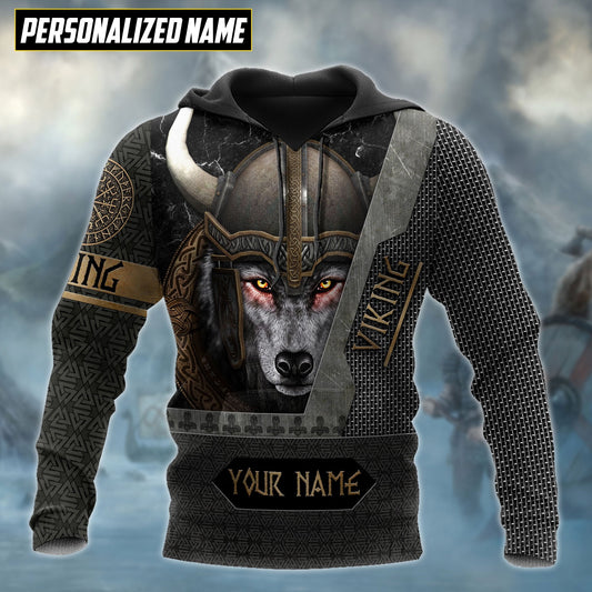 Custom Name Viking Wolf Warrior 3D All Over Printed Shirt for Men and Women