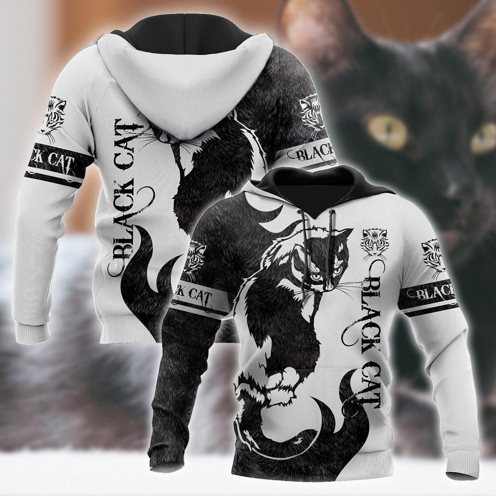 Love Black Cat Tattoo 3D all over shirts for men and women